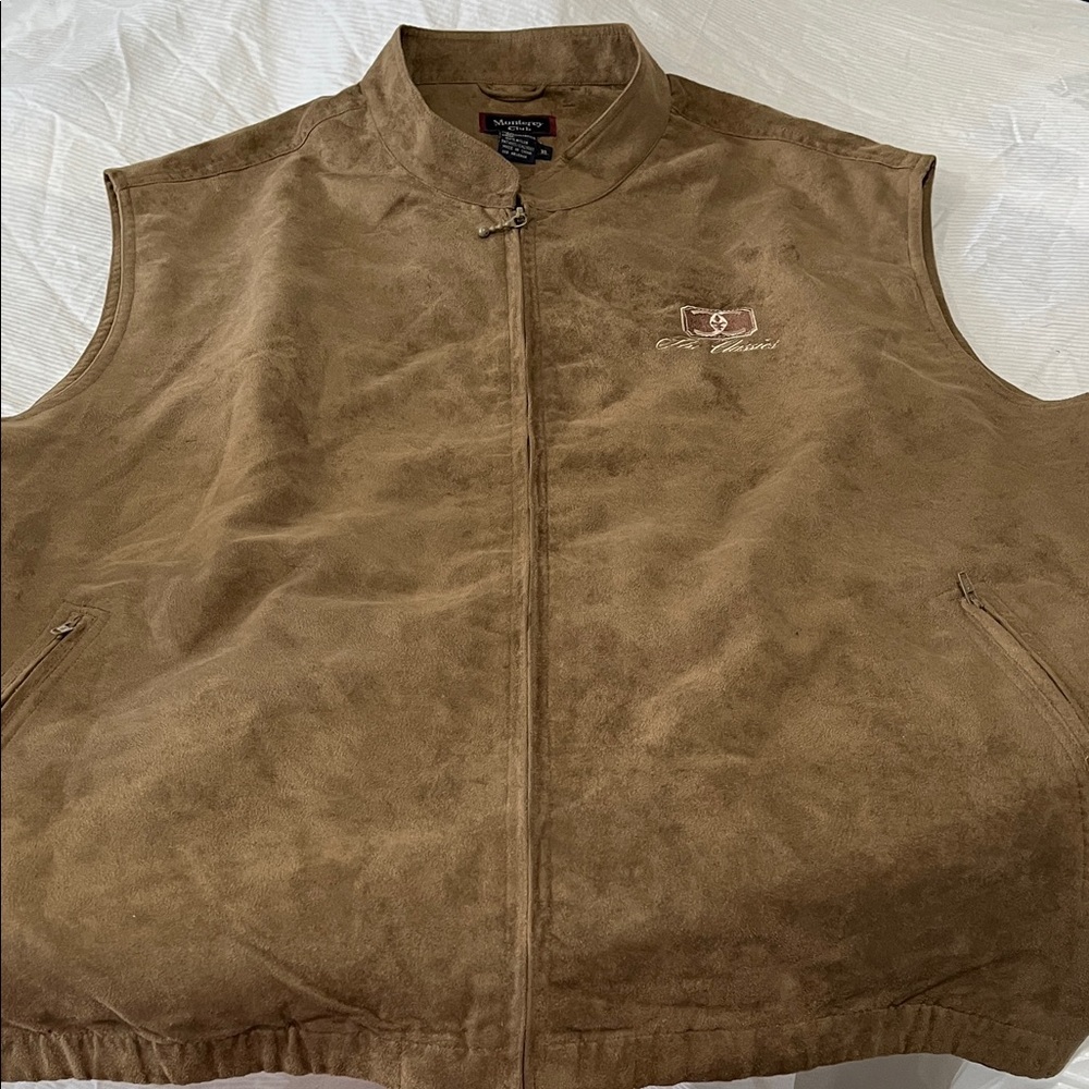 Men's Brown Suede Vest with Embroidered Detail
